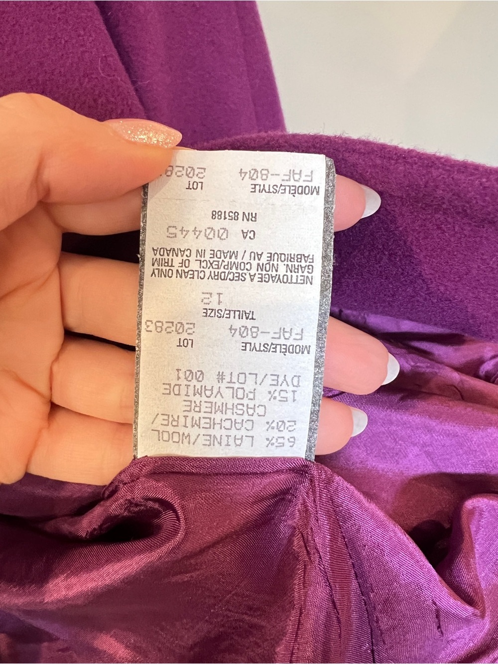 Louben Tall Girl Purple Wool Blend Blazer Jacket Size 12 - Picture 6 of 8